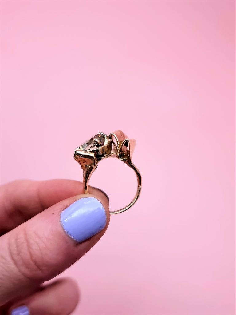 SOLID GOLD TWO STONE RING